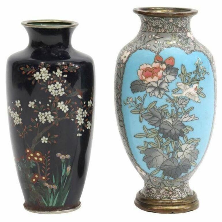  2 JAPANESE CLOISONNE ENAMEL VASES lot 2f75a9