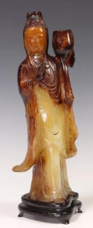 CHINESE CARVED HARDSTONE GUANYIN 2f75d1