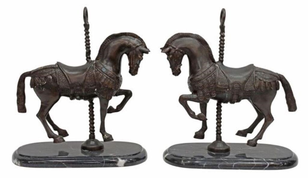 (2) PATINATED BRONZE SCULPTURES