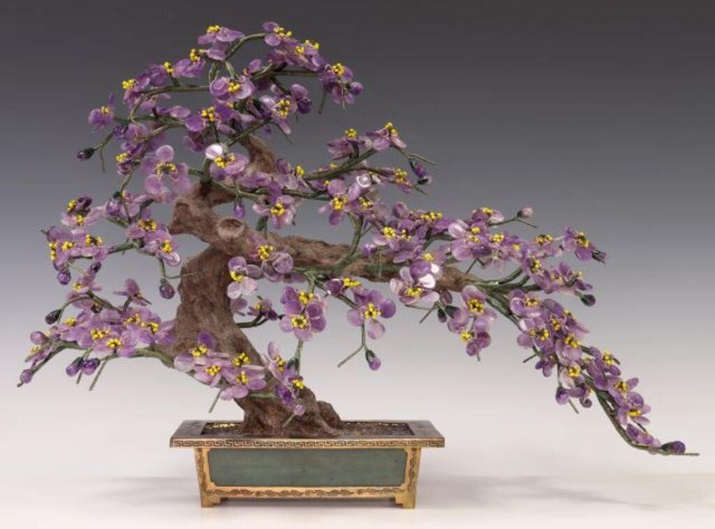 CHINESE CARVED HARDSTONE BONSAI TREE