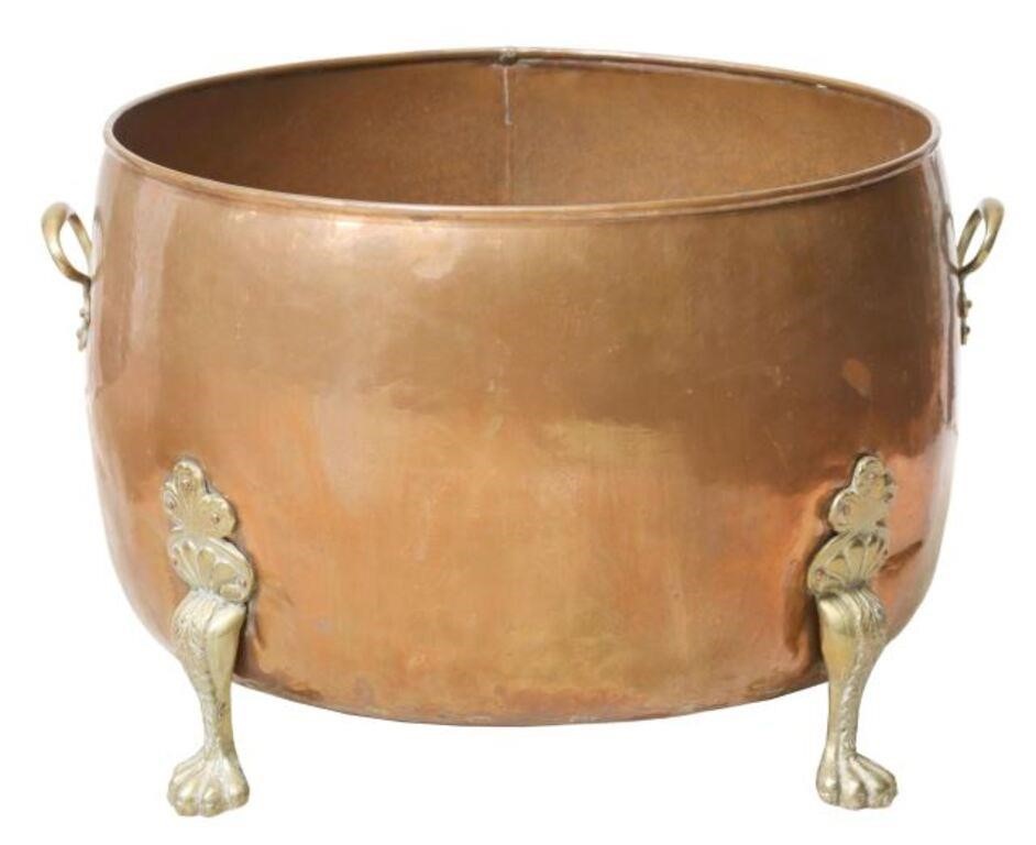 LARGE FOOTED COPPER JARDINIERE/