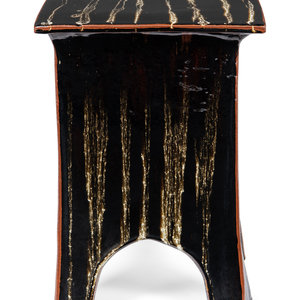 A Brown-Glazed Ceramic Side Table