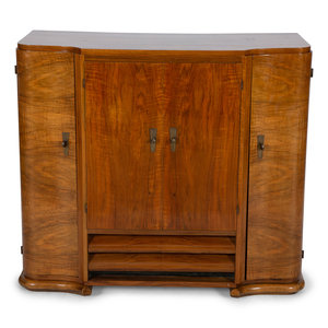 An Art Deco Figured Walnut Bar