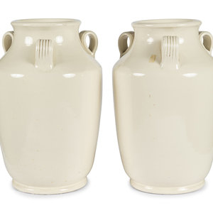 A Pair of Cream Glazed Earthenware 2f768d