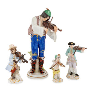Four Meissen Porcelain Violin Players 19th 2f7704