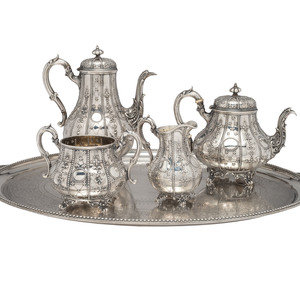 A Victorian Silver Four-Piece Tea and