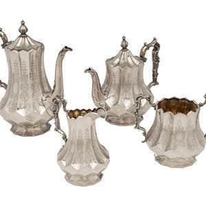 A Victorian Silver Four-Piece Coffee