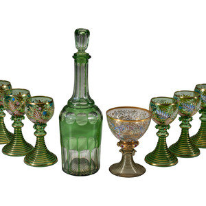 Six Bohemian Enameled Glass Roemers 20th 2f7784