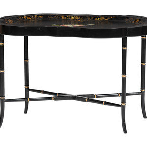 An English Black Lacquer Tray Table Late 2f77af