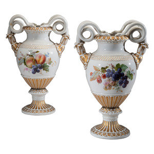 A Pair of Meissen Porcelain Urns
Late