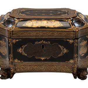 A Chinese Export Lacquer Tea Caddy 19th 2f7833