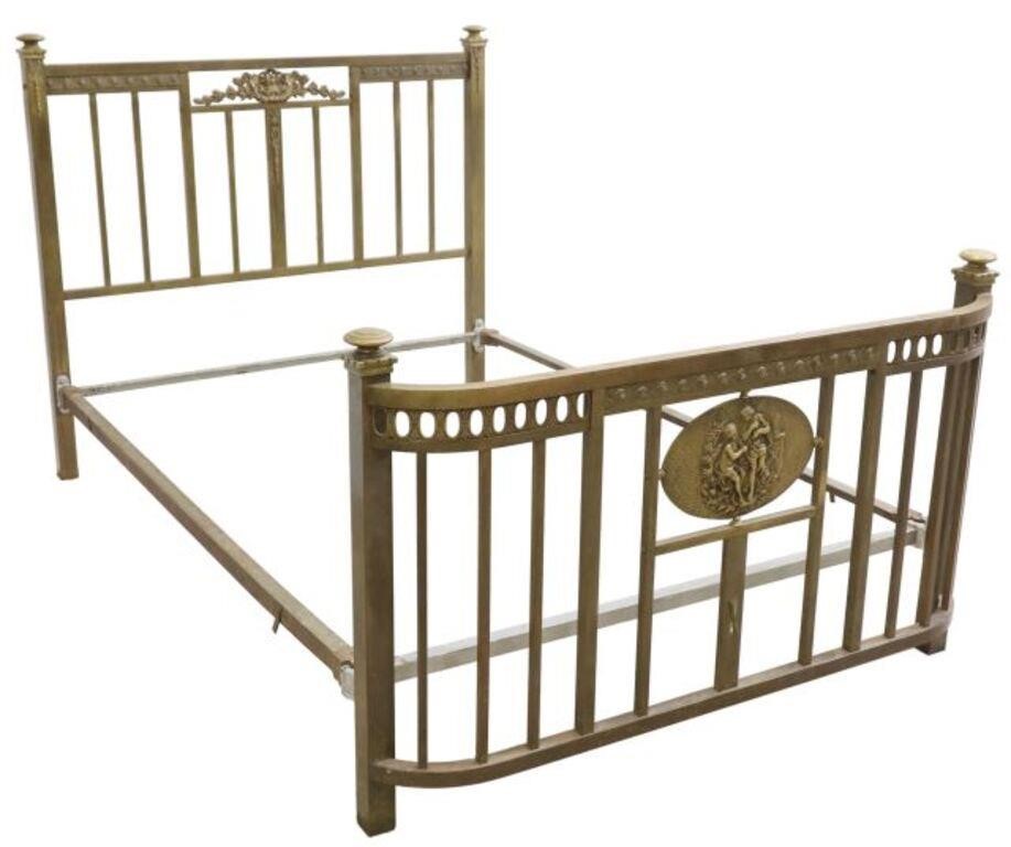 ANTIQUE BRASS BED WITH CLASSICAL MAIDENSAntique