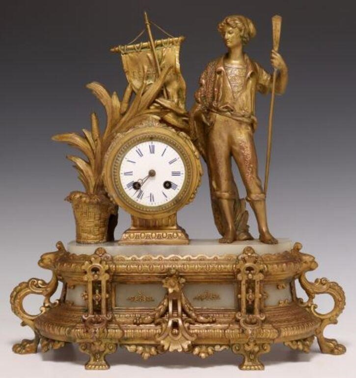 FRENCH GILT METAL FIGURAL MANTEL 2f7903