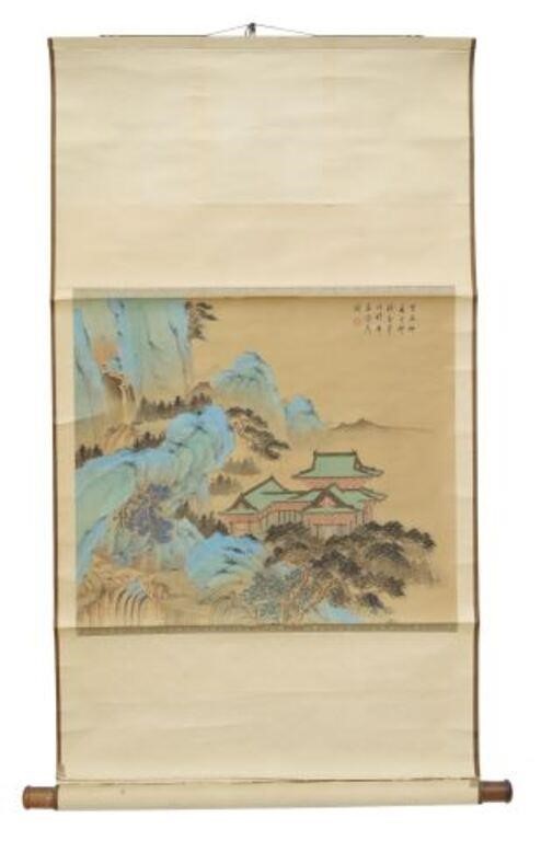 CHINESE SILK SCROLL WITH MOUNTAIN