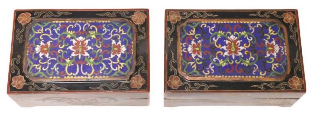  2 CHINESE CLOISONNE PANEL MOUNTED 2f7936