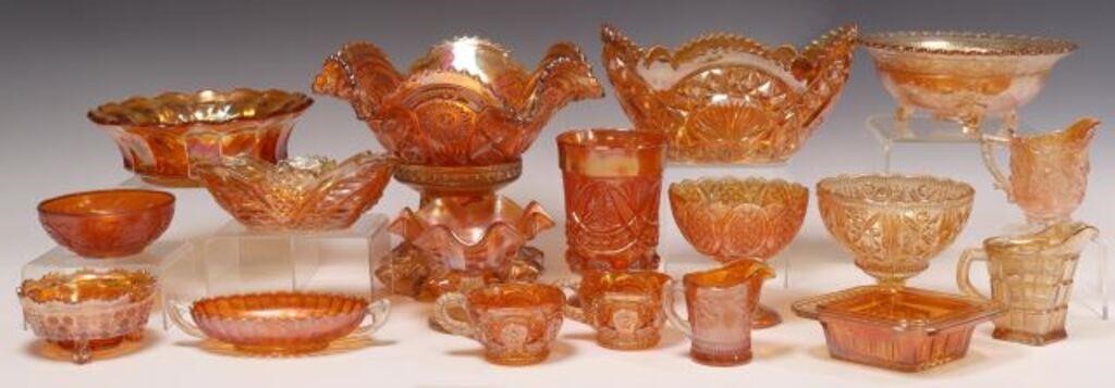 (18) COLLECTION MARIGOLD CARNIVAL GLASS,