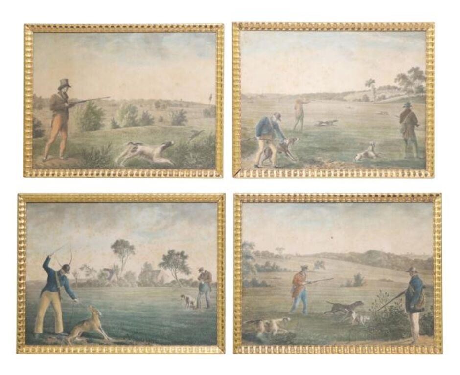 (4) FRAMED LITHOGRAPHS HUNTING SCENES