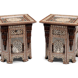 A Pair of Levantine Marquetry and