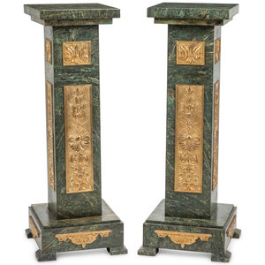 A Pair of Gilt Bronze Mounted Marble