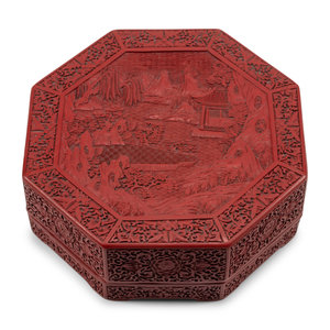 A Chinese Carved Red Lacquer Octagonal 2f7a0e