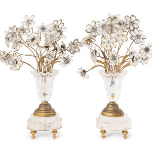 A Pair of Rock Crystal and Gilt Bronze