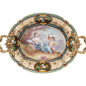 A French Painted Porcelain-Inset