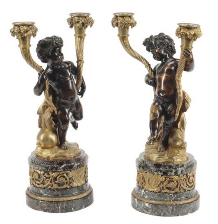 (2) GILT & PATINATED BRONZE PUTTO