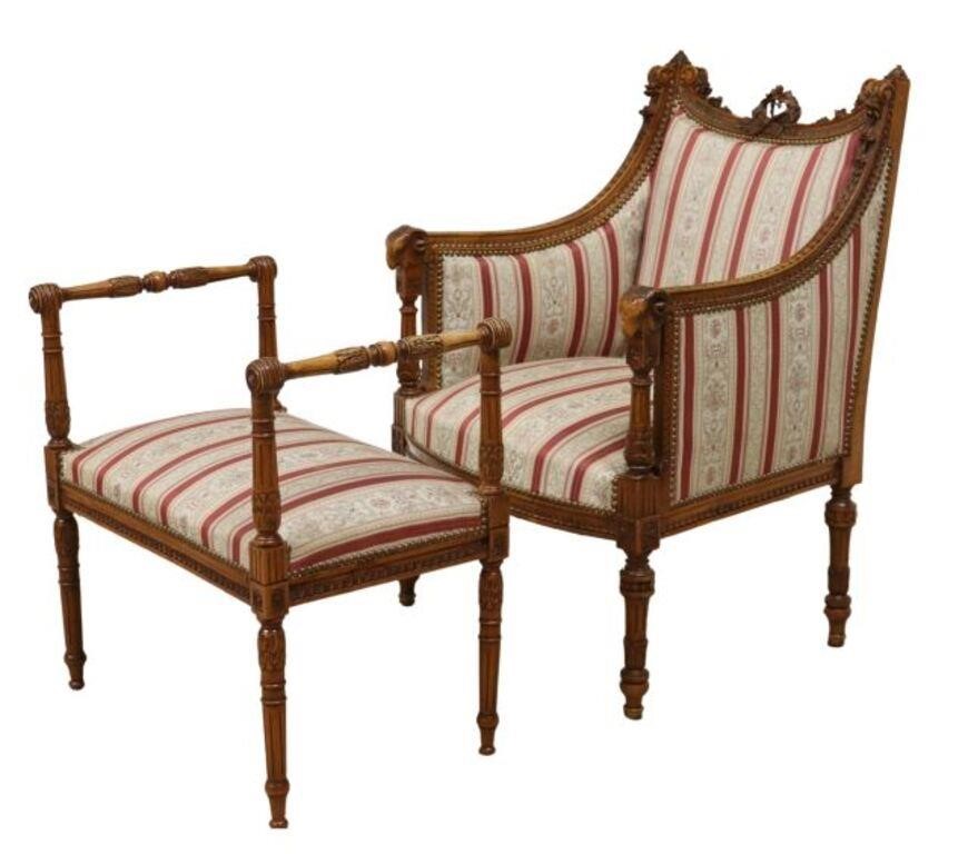 2) LOUIS XVI STYLE UPHOLSTERED