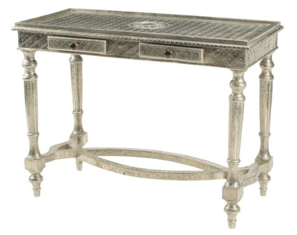 SILVERED REPOUSSE METAL-CLAD CONSOLE
