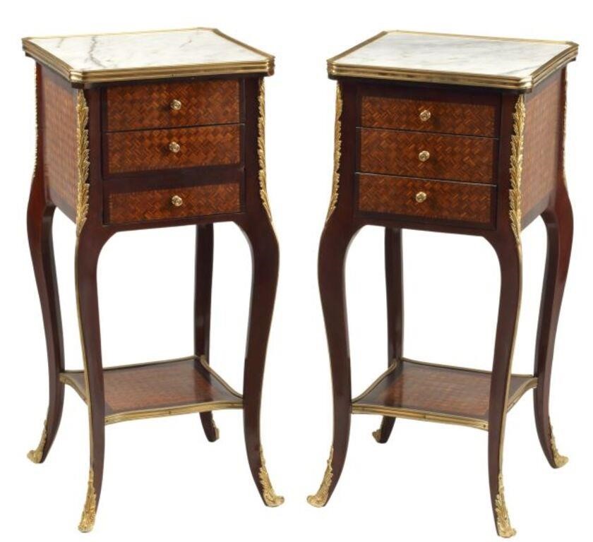  2 LOUIS XV STYLE PARQUETRY NIGHTSTANDS pair  2f7ca8