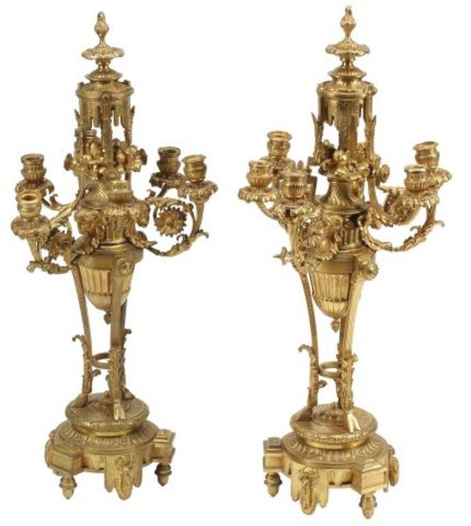  2 FRENCH ORMOLU SIX LIGHT CANDELABRA pair  2f7cb4