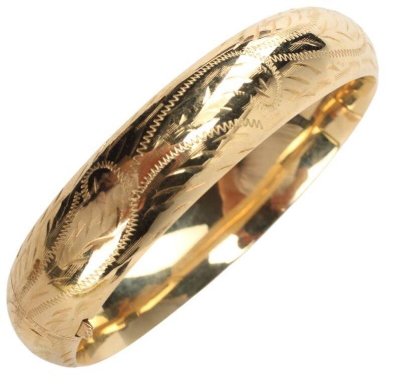 ESTATE 14KT YELLOW GOLD HINGED 2f7ccb