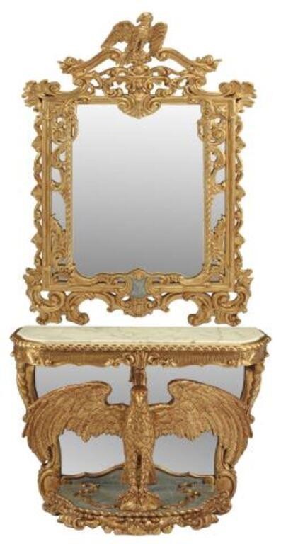 GILT EAGLE MIRRORED MARBLE-TOP