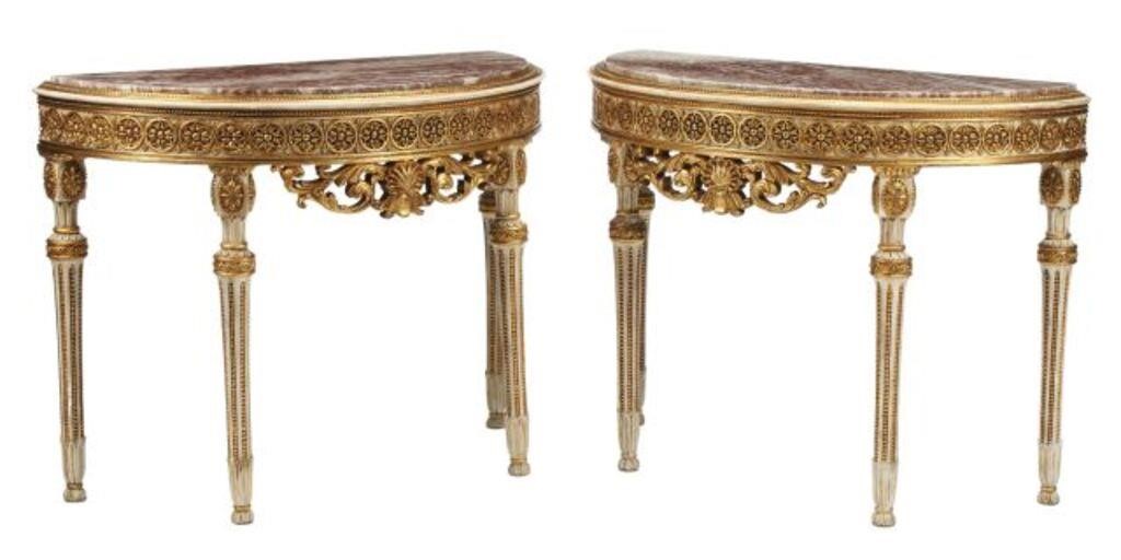 (2) LOUIS XVI STYLE MARBLE-TOP