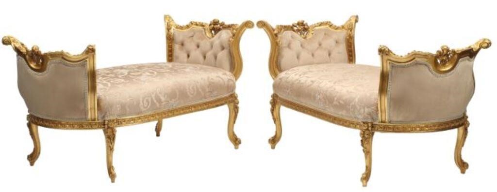  2 LOUIS XV STYLE GILT UPHOLSTERED 2f7d18