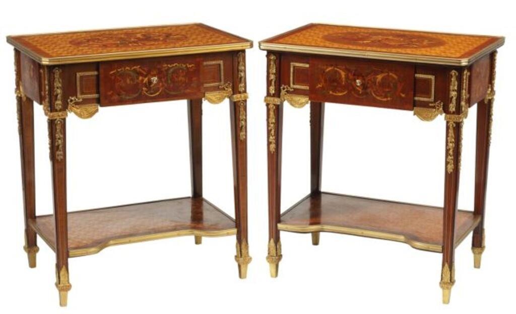 (2) REGENCE STYLE MARQUETRY SIDE