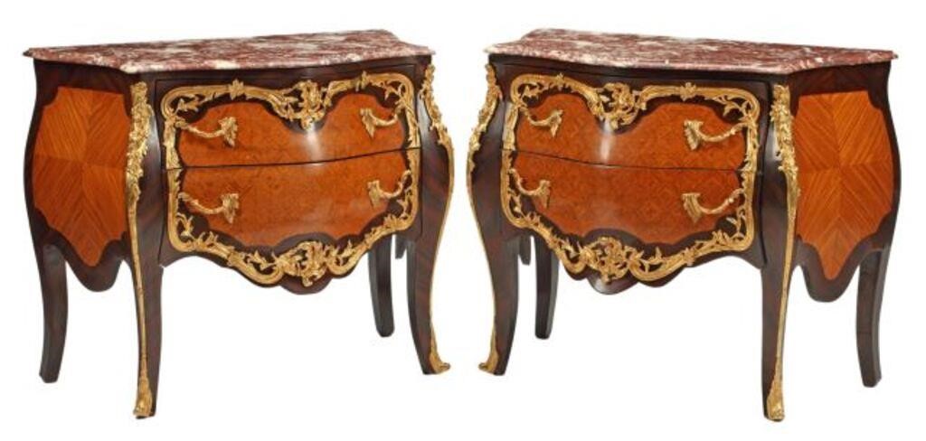 (2) LOUIS XV STYLE MARBLE-TOP ORMOLU