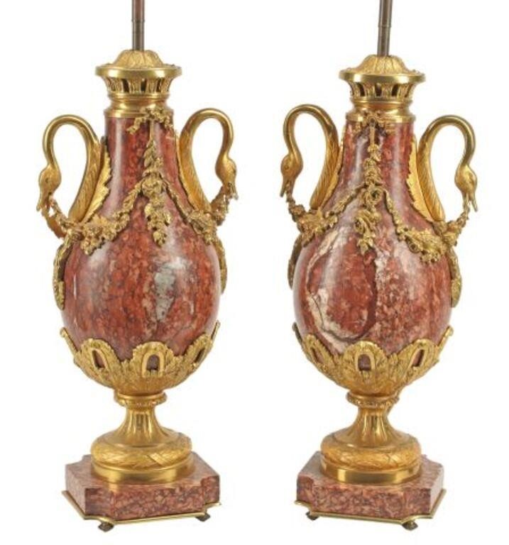 (2) ORMOLU-MOUNTED MARBLE CASSOLETTE