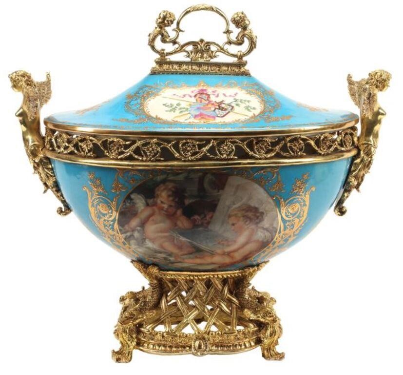 SEVRES STYLE ORMOLU-MOUNTED PORCELAIN