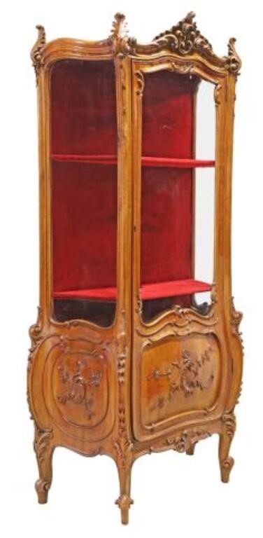 FRENCH LOUIS XV STYLE WALNUT VITRINE 2f7d74