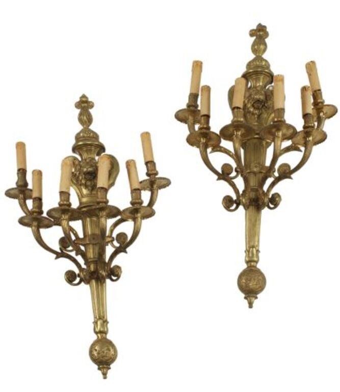 2 LOUIS XV STYLE BRONZE FIVE LIGHT 2f7dc1