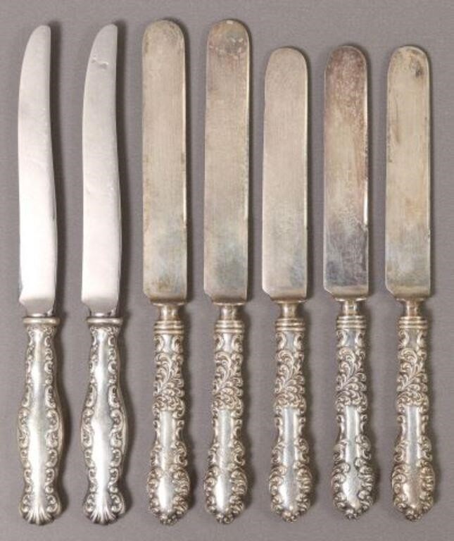  7 STERLING HANDLED KNIVES lot 2f7e05