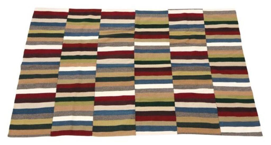 HAND-TIED STRIPED WOOL NEPAL RUG,