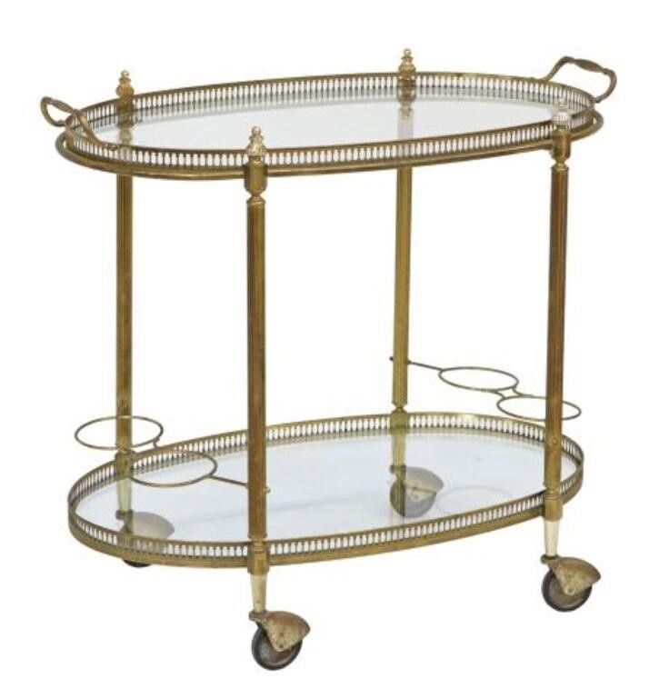 FRENCH GILT METAL & GLASS TWO-TIER