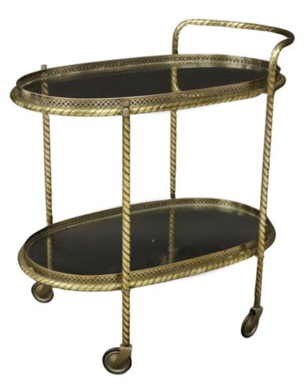 ITALIAN GILT METAL & GLASS 2-TIER