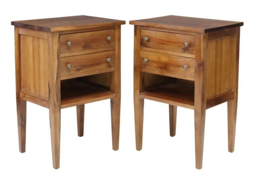 (2) ITALIAN WALNUT TWO-DRAWER BEDSIDE