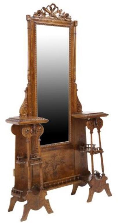 ITALIAN CARVED WALNUT BEVELED MIRRORED 2f7f10