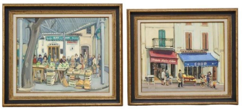  2 SIGNED OIL PAINTINGS MARKETS 2f7f2f