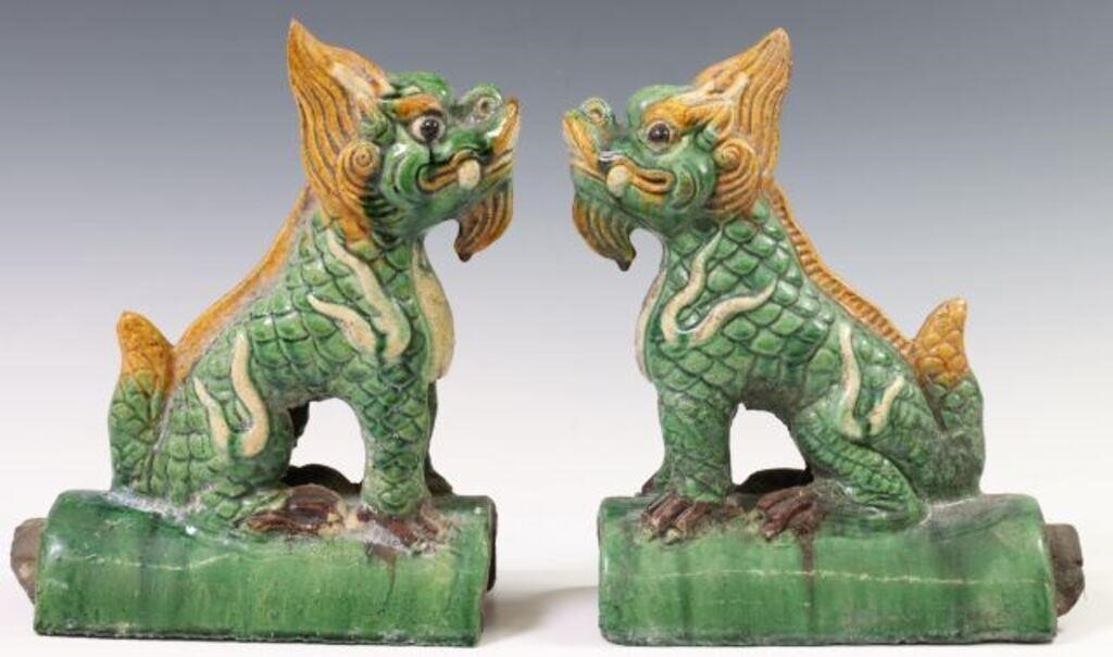  2 CHINESE SANCAI GLAZED QILIN 2f7f3f