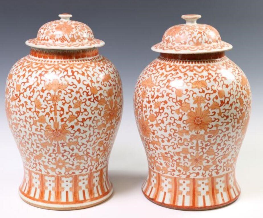 2 CHINESE IRON RED PORCELAIN TEMPLE 2f7f3a